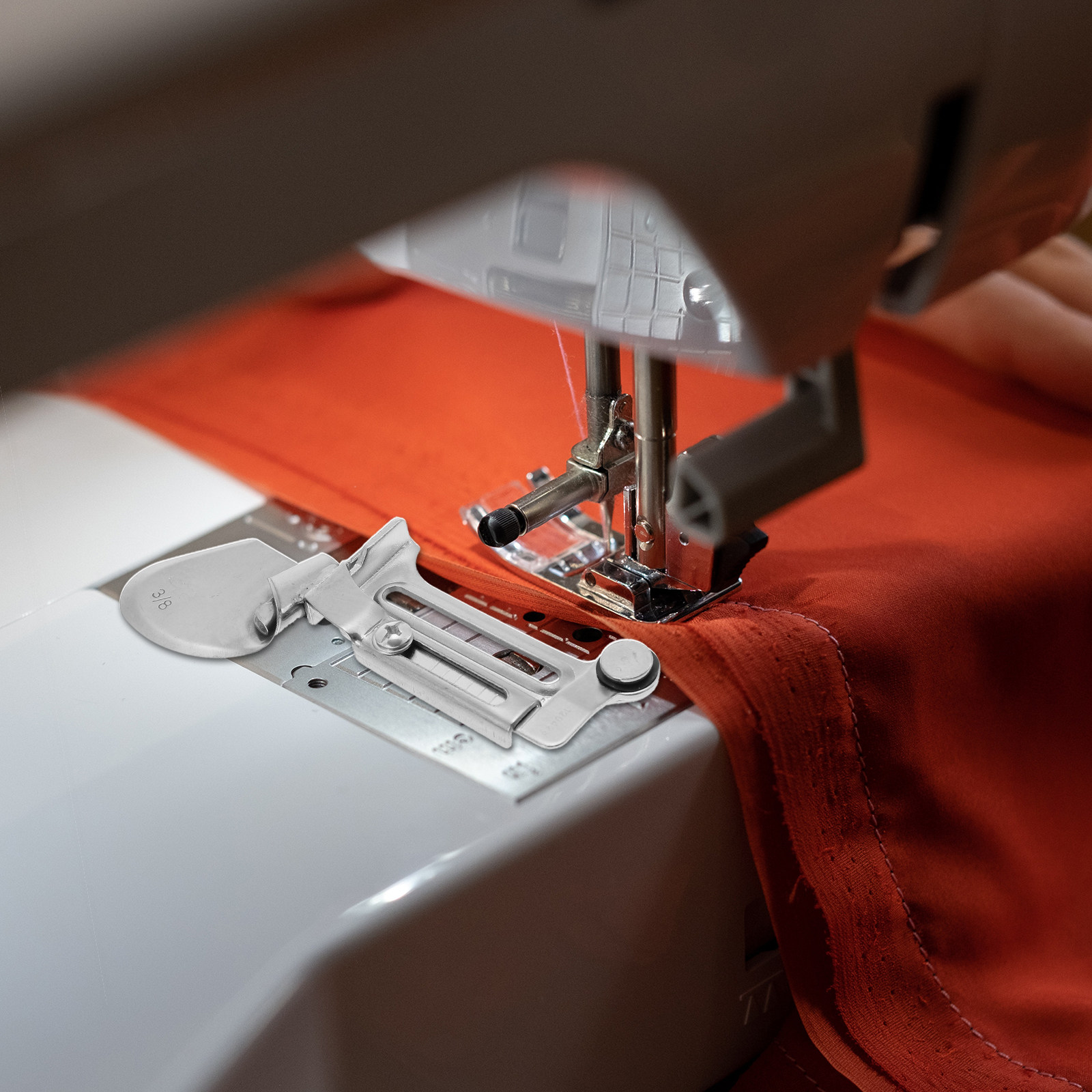 Sewing Machine Fabric - ชุดอุปกรณ์กดขอบผ้าสำหรับจักรเย็บผ้า 2 ชิ้น ทำจากสแตนเลส สำหรับผ้าบางและผ้าม่าน