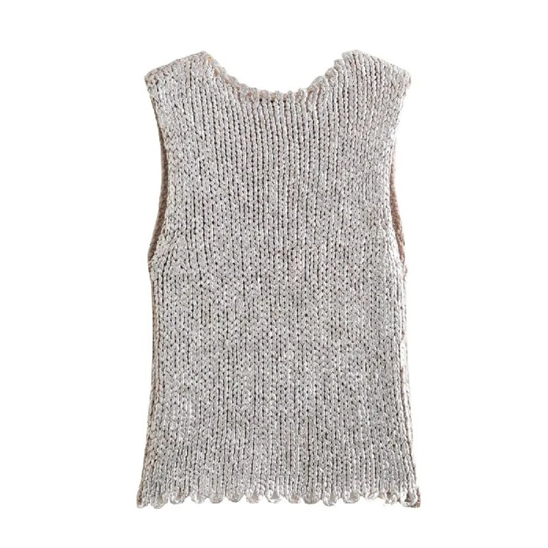 Sewing Vest - เสื้อกั๊กไหมพรมผู้หญิง ฤดูใบไม้ร่วง 2025 รุ่นใหม่ เส้นด้ายหนา แขนกุด