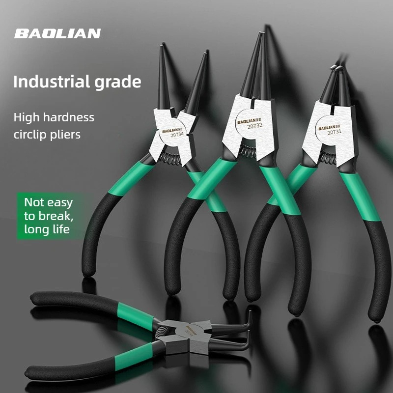 Snap Button Plier - ชุดคีมถอดแหวนล็อคอเนกประสงค์แบบสองหัว สำหรับแหวนล็อคภายในและภายนอก พร้อมคลิปหนีบสปริง เครื่องมือช่าง