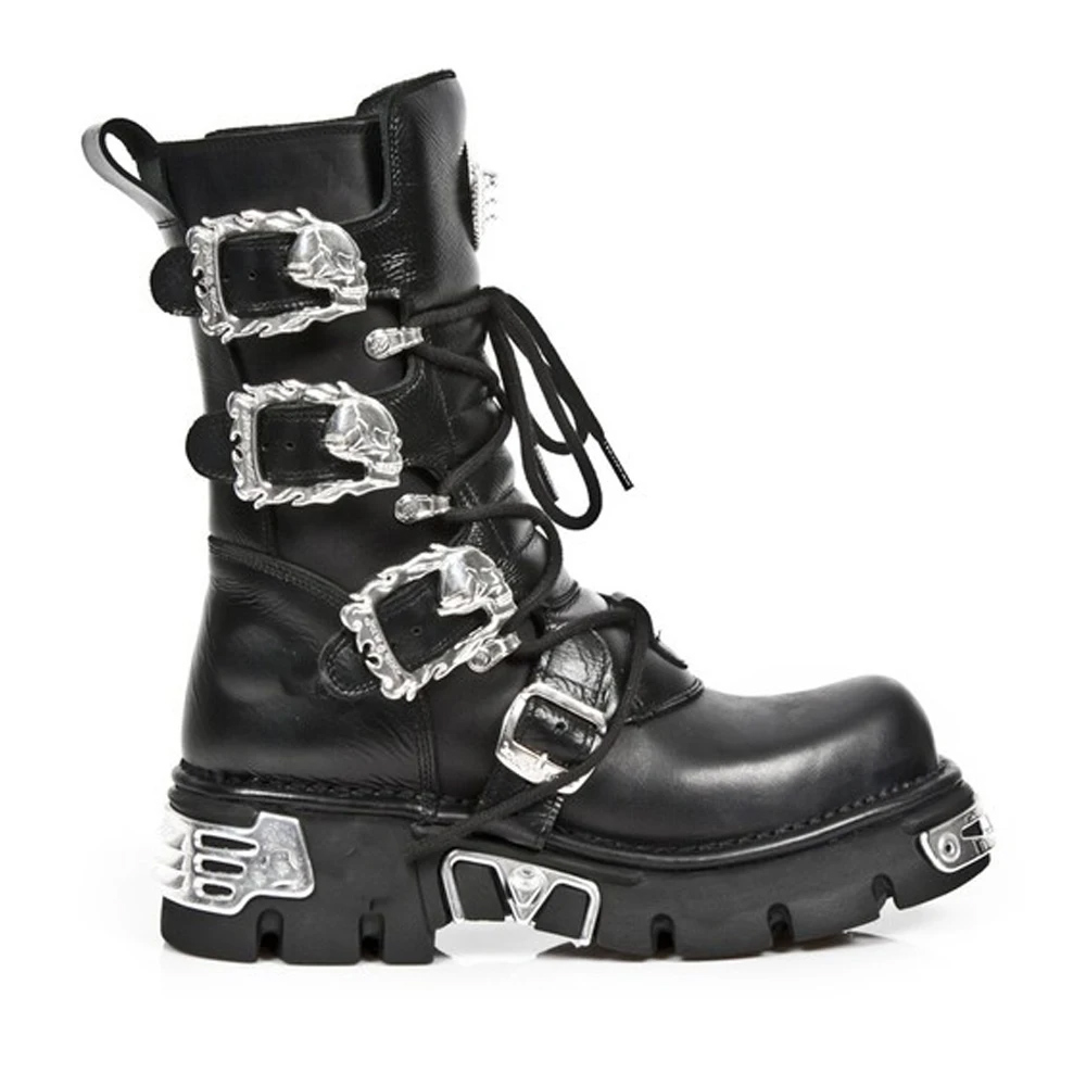 Sewing Zipper - ผู้ชายใหม่ Punk รถจักรยานยนต์โลหะส้นหนา Goth Skull BUCKLE
