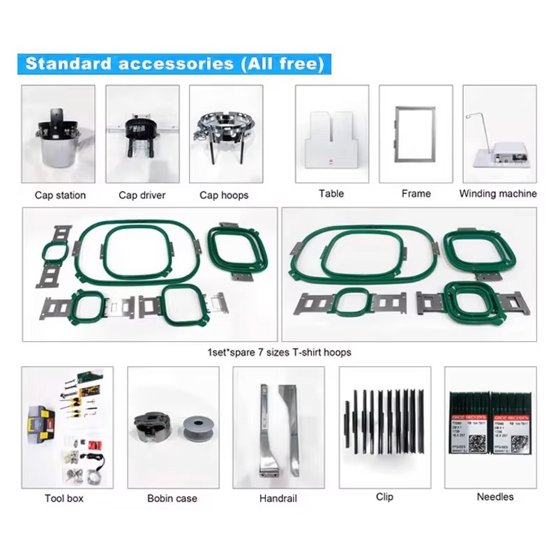 Sewing Machine In Textile - เครื่องปักคอมพิวเตอร์ 9 เข็ม 1200 รอบต่อนาที พร้อมมอเตอร์เงียบสำหรับงานฝีมือสิ่งทอ