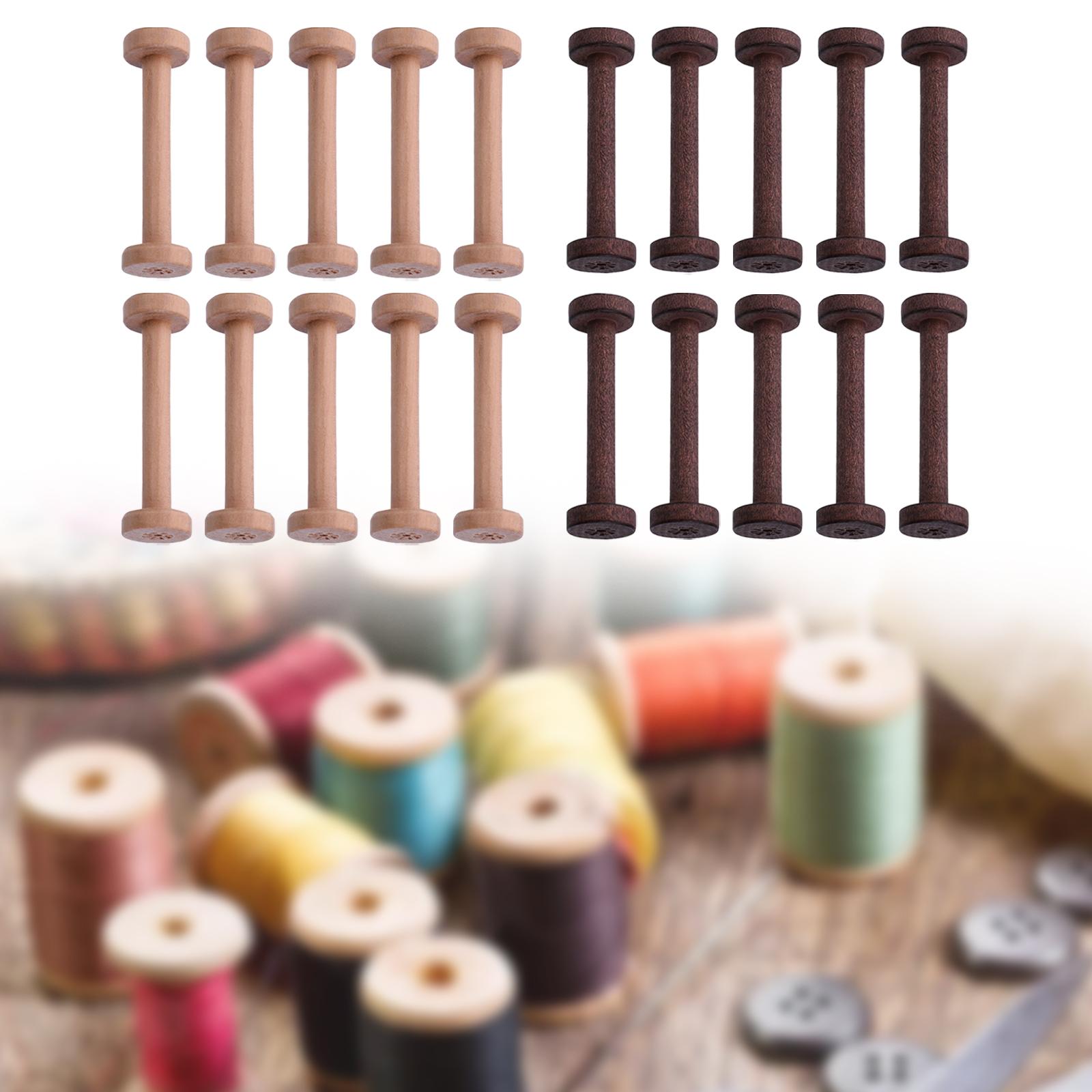 Thread Bobbins Empty - แกนไม้สำหรับงานฝีมือ 10 ชิ้น ผิวเรียบ สำหรับใส่ด้าย ชุดแกนสำหรับงานปักและงานควิลท์