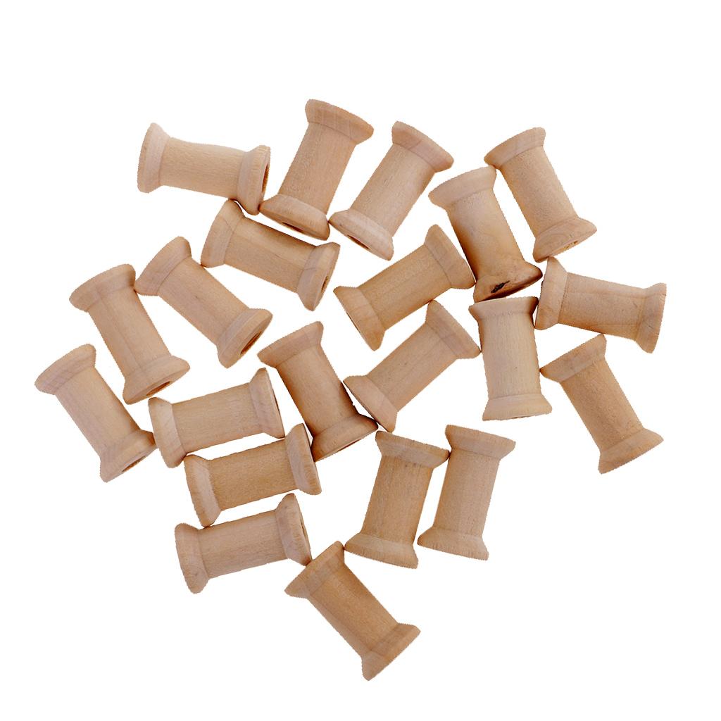 Thread Bobbins Empty - ชุดกระสวยไม้เปล่า 20 ชิ้น อุปกรณ์เย็บปักถักร้อย สำหรับจัดเก็บด้ายเย็บผ้าและงานฝีมือ
