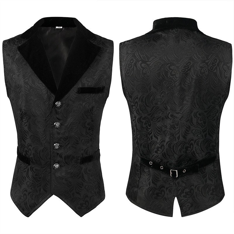 Sewing Vest - เสื้อกั๊กผู้ชายสไตล์วิคตอเรียนกอธิคแบบเรโทร พร้อมสายคาดเอวปรับได้ เหมาะสำหรับงานเลี้ยง ฮาโลวีน และงานปาร์ตี้คอสเพลย์