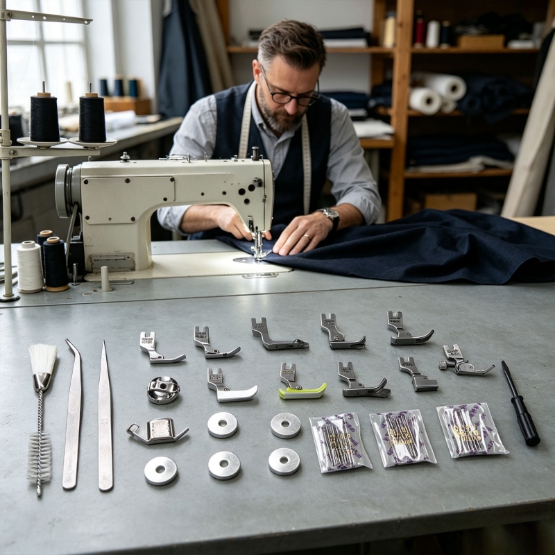 Sewing Gathering - จักรเย็บผ้าอุตสาหกรรม Presser เท้าชุดเหล็กฟุตสำหรับเย็บตรง,รีดผ้า Hemming,Gathering,ท่อ,D2RD