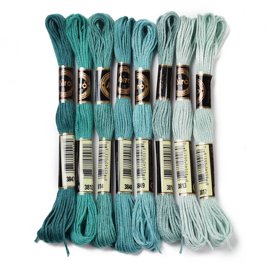 Embroidery Floss Thread - 1 ชุด 8 ม้วน ไหมปักโพลีเอสเตอร์ 0.5