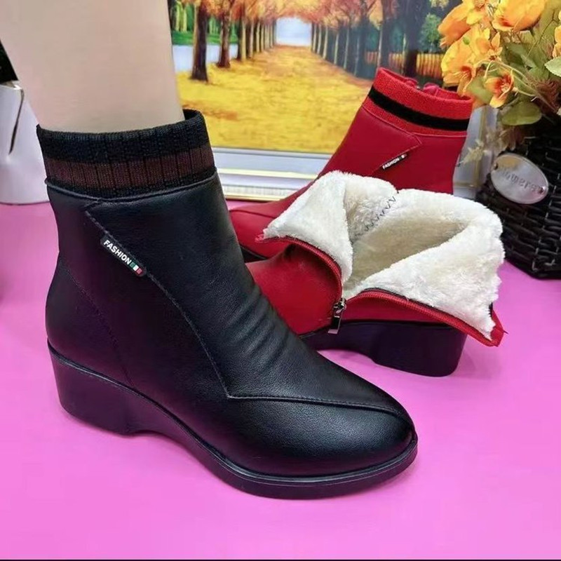 รองเท้าบูทสตรีทรงเหลี่ยม ส้นเต - Sewing Zipper บทวิจารณ์และราคา