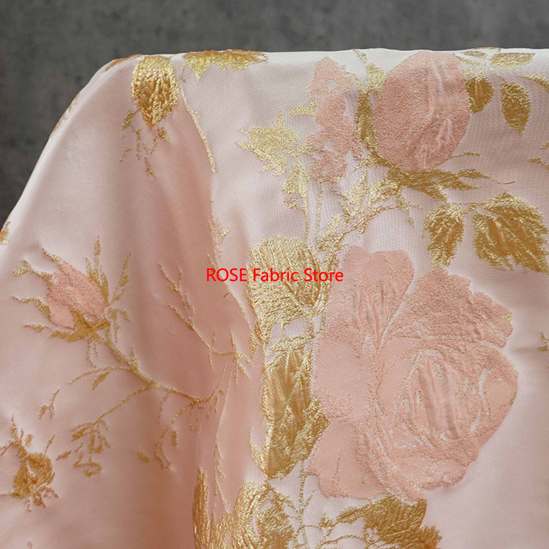 ผ้าไหมลายดอกไม้ 3 มิติ สีทอง 1 - Sewing Vest บทวิจารณ์และราคา