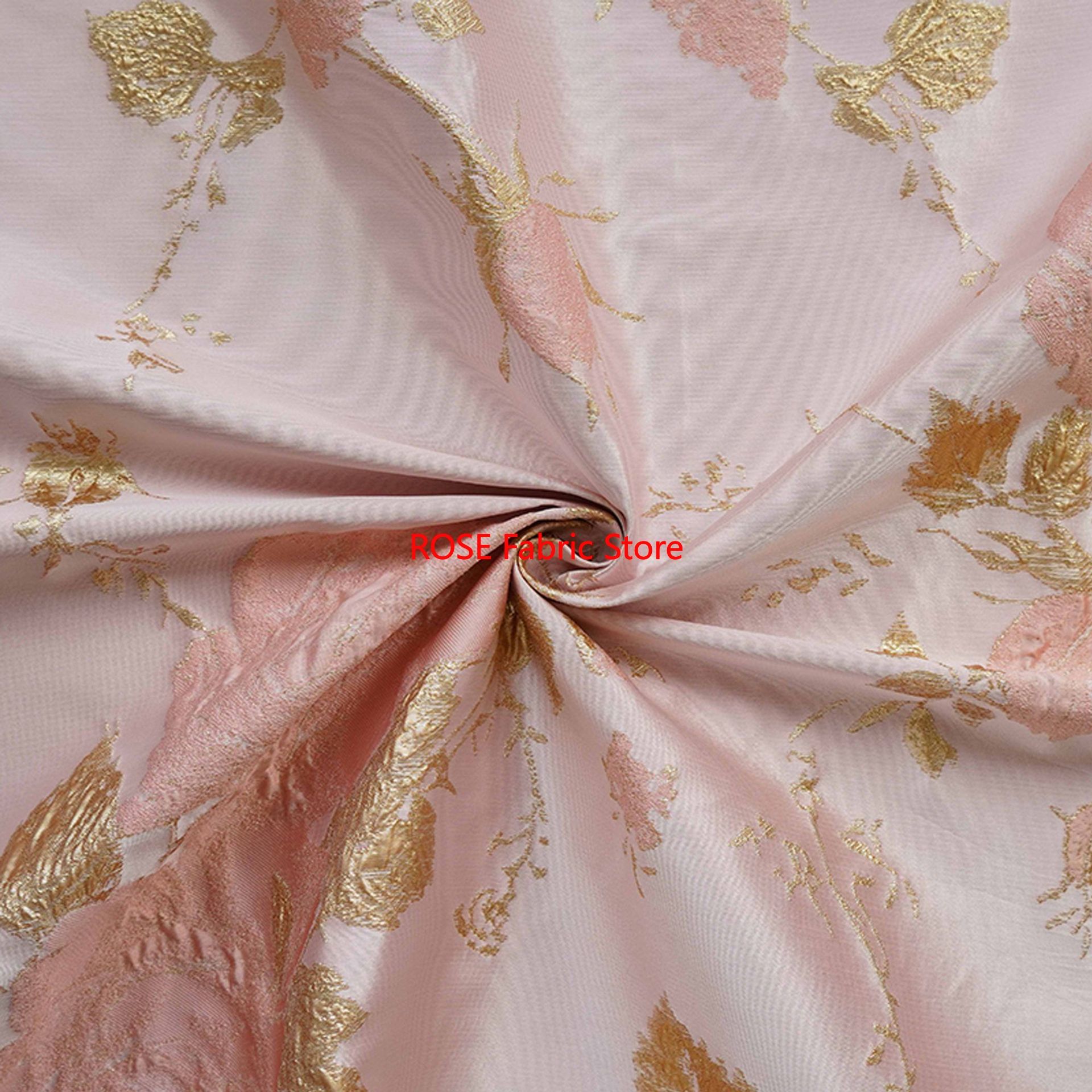 ผ้าไหมลายดอกไม้ 3 มิติ สีทอง 1 - Sewing Vest บทวิจารณ์และราคา