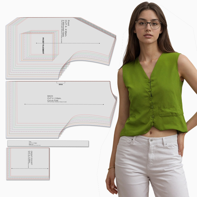 แพทเทิร์นการตัดเย็บเสื้อกั๊กผู - Sewing Vest บทวิจารณ์และราคา