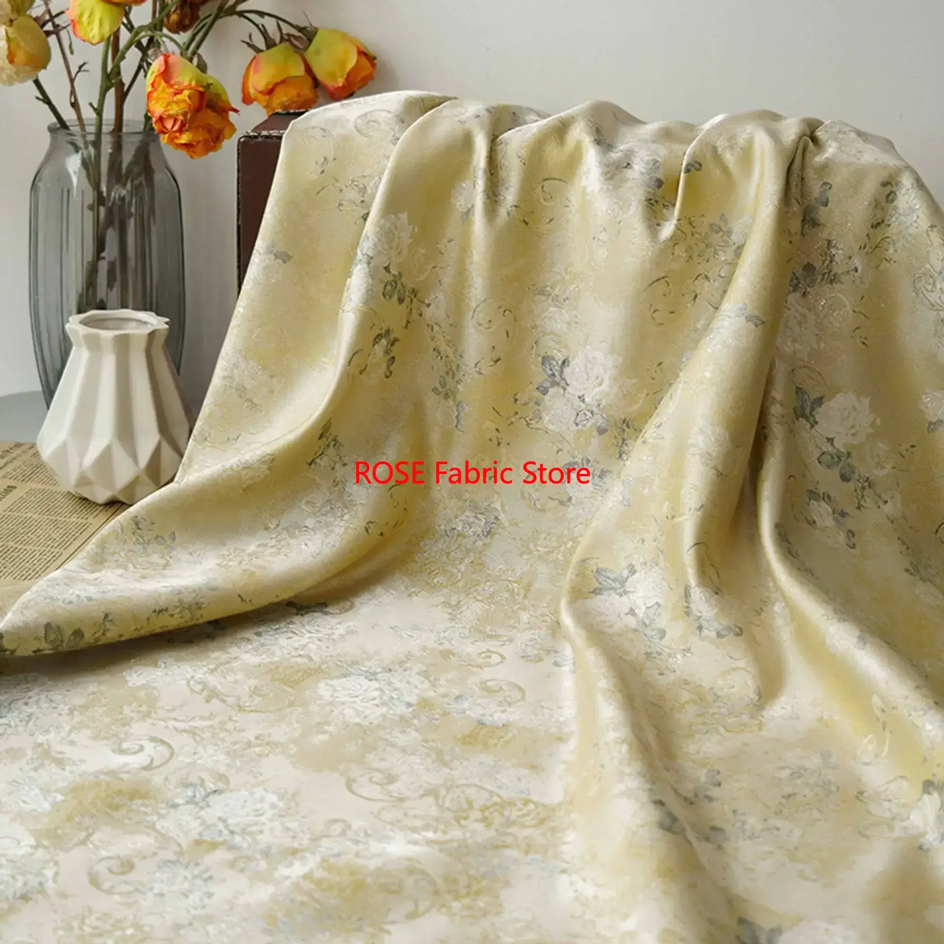 ผ้าไหมแจ็คการ์ดสีเหลืองอ่อนสดใ - Sewing Vest บทวิจารณ์และราคา