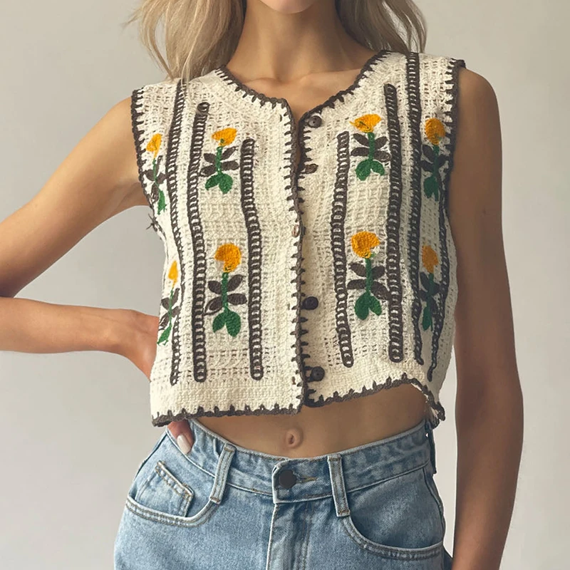 เสื้อกั๊กถักโครเชต์ปักลายดอกไม - Sewing Vest บทวิจารณ์และราคา