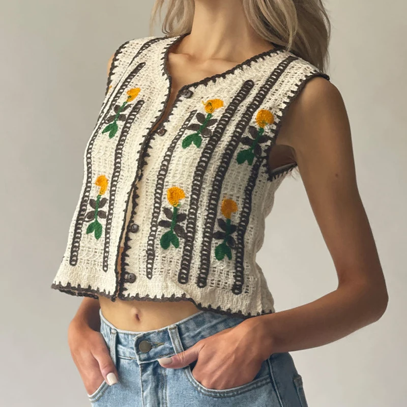 เสื้อกั๊กถักโครเชต์ปักลายดอกไม - Sewing Vest บทวิจารณ์และราคา