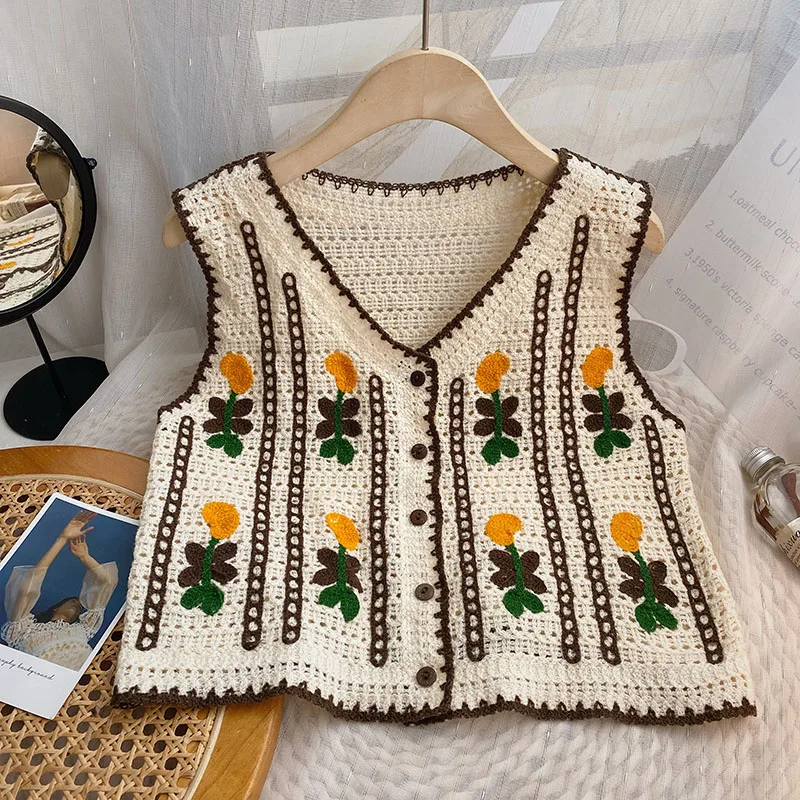 เสื้อกั๊กถักโครเชต์ปักลายดอกไม - Sewing Vest บทวิจารณ์และราคา